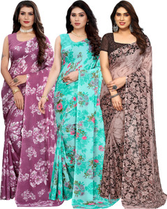 Samah Printed, Floral Print Daily Wear Georgette Saree