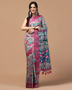 KAHIRAA WHOLETEX Printed Kalamkari Tussar Silk Saree