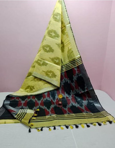 Dikshashree Printed Ikkat Cotton Blend Saree