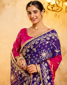 Samah Embroidered Bandhani Georgette Saree