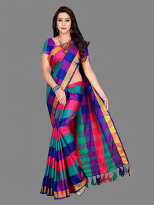 Shaibo saree Checkered Daily Wear Cotton Silk Saree