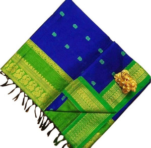 gadwal Embroidered Banarasi Cotton Blend Saree