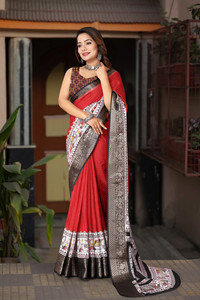 J6 Designers Floral Print Bollywood Cotton Silk Saree