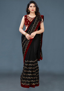 ISHA TRADE Embroidered Bollywood Net Saree