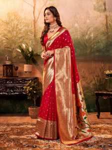 Samah Woven, Self Design Paithani Pure Silk, Silk Blend Saree