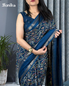 Femane Printed Ikkat Cotton Silk Saree