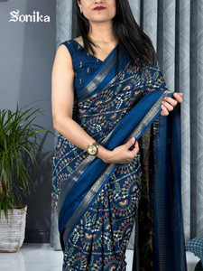 Femane Printed Ikkat Cotton Silk Saree