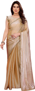SUPUJIT Solid/Plain Bollywood Brasso Saree