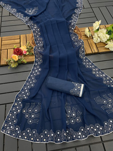 VEERAIVA Embellished Bollywood Georgette Saree