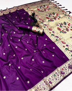 flossmart Woven Paithani Silk Blend Saree