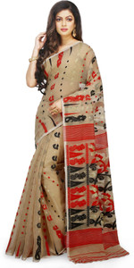 BENGAL HANDLOOM Woven Jamdani Cotton Silk Saree