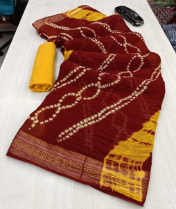 LILIMA Printed Bandhani Pure Cotton Saree