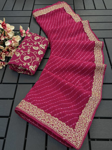 Disha Fashion Embroidered Bandhani Georgette Saree