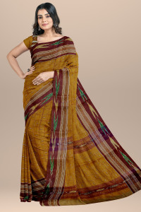 Bong ButiQ Checkered Ikkat Pure Cotton Saree