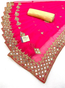 ROSYQUEEN Embroidered Banarasi Georgette Saree