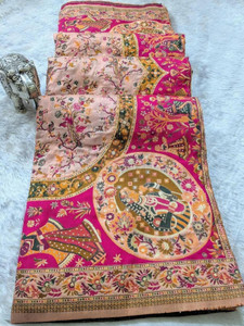 Samridh Sarees बुना हुआ बनारसी सिल्क ब्लेंड साड़ी