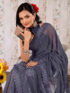 Vraggi Embellished Bollywood Lycra Blend Saree