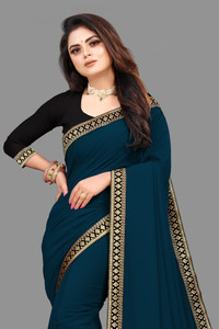 sadika Solid/Plain, Embellished Bollywood Georgette, Chiffon Saree