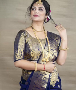 YASHIKA Printed, Self Design Banarasi Cotton Silk, Jacquard Saree