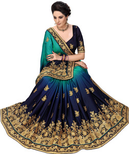 Trendmalls Embroidered Bollywood Silk Blend Saree