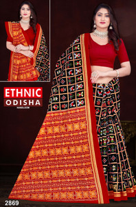 ETHNIC SAREES Bharat Printed Sambalpuri Pure Cotton Saree