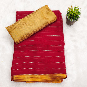 tikli Striped Bollywood Chiffon Saree