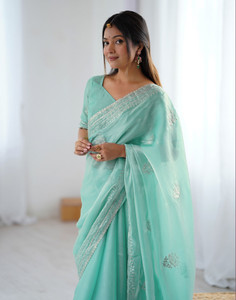 Satrani Embroidered Bollywood Tissue Saree