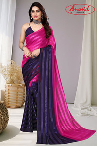 Anand Sarees Striped Bollywood Satin Saree
