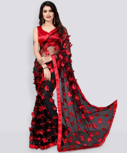 Sifoz Embroidered Assam Silk Net Saree