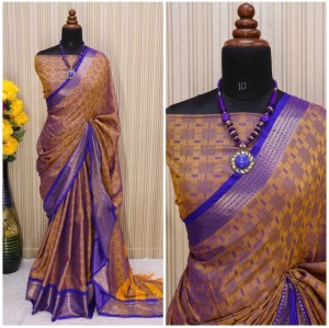 Fancy Fab Color Block, Temple Border, Striped, Embroidered, Embellished, Checkered, Solid/Plain Kasavu Pure Silk, Cotton Silk Saree