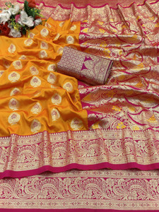 Kalapushpi Woven Banarasi Silk Blend, Pure Silk Saree