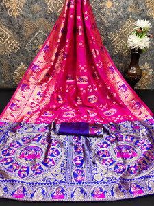 INITHI Woven Baluchari Silk Blend Saree