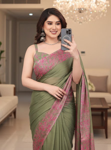 Magneitta Printed Banarasi Chiffon, Georgette Saree