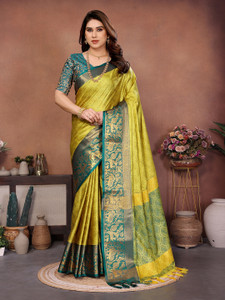 WINKLECART Embellished Kanjivaram Jacquard Saree