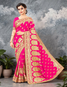 b bella creation Self Design, Embroidered Bollywood Georgette Saree