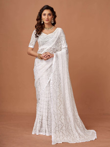 VRLOOKMEFASHION Embroidered Bollywood Net Saree