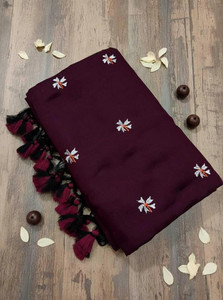 VASTRA DEVI Embroidered Hand Batik Cotton Silk Saree