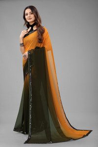 J & J Companys Self Design, Color Block, Digital Print, Ombre, Dyed, Solid/Plain Daily Wear Georgette, Chiffon Saree