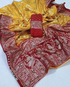 Samridh Sarees Woven Banarasi Cotton Silk Saree