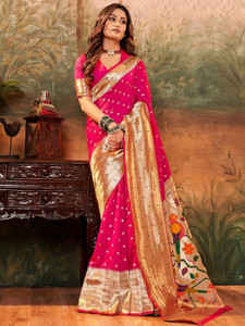 Kalapushpi Woven Paithani Silk Blend, Pure Silk Saree