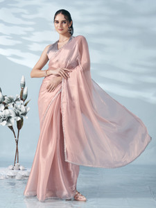 Tikhi Imli Solid/Plain Bollywood Satin Saree