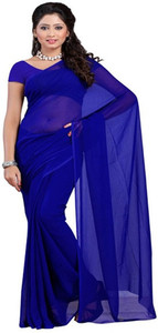 FANCYNINE Solid/Plain Daily Wear Georgette Saree