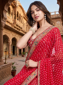 TRIVENZA Printed Daily Wear Georgette Saree
