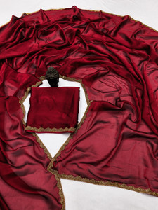 GRUHNAREE Solid/Plain Bollywood Art Silk Saree