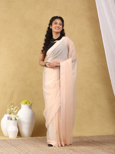 GARDEN VARELI Solid/Plain Bollywood Chiffon Saree