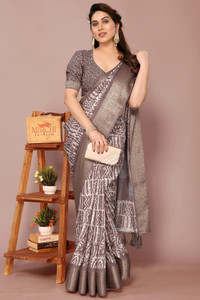 MIRCHI FASHION Printed, Embellished Hand Batik Cotton Silk, Silk Blend Saree