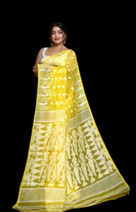 Happy Creation Woven Jamdani Handloom Pure Cotton, Cotton Blend Saree