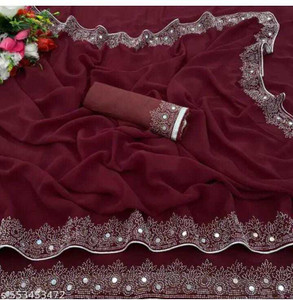 Edina Solid/Plain Bollywood Georgette Saree