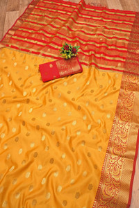 BHULAX Digital Print, Embroidered, Striped, Woven, Floral Print, Polka Print, Checkered Banarasi Jacquard, Cotton Silk Saree