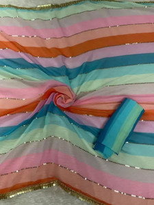 PRANJAL ART Printed, Self Design, Digital Print, Color Block, Embellished, Graphic Print, Floral Print Daily Wear Georgette Saree